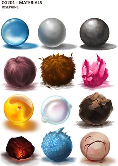 an image of different colored balls and shapes