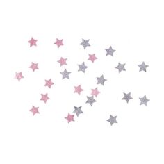 small pink and silver stars on a white background