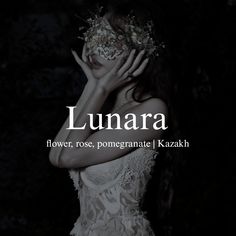 a woman in a white dress with her hands on her face and the words lunara above her head