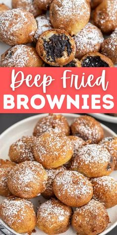 deep fried brownies with powdered sugar on top