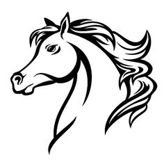 a horse's head in black and white