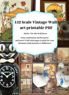 Free Miniature Printables 1:12, Barbie Printables, Cat Clock, Dollhouse Printables, Miniature Printables, Miniature Projects, 1 12 Scale Dollhouse, Miniature Houses, Diy Dollhouse