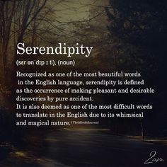 the poem serendipity is written in english and has an image of trees