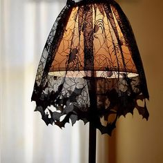 Spiderweb Lamp Shade | PopFun Lace Lampshade, Lace Lamp, Halloween Lamps, Diy Halloween Decor, Black Lampshade, Lampe Decoration, Rustic Lamps, Lace Decor