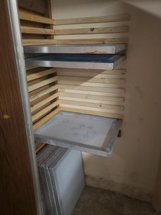 the shelves are made out of plywood boards