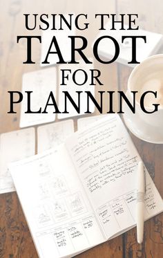 the cover of using the tarot for planning, with a cup of coffee and notebook