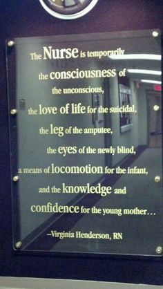 a glass plaque on the side of a wall that reads nurse is temporary, the unconscious of the love of life for the sanctuary