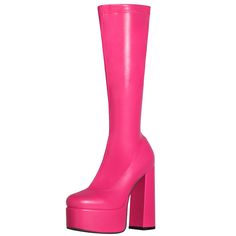 Shop Fuchsia Pull On Platform Knee High Boots Chunky Heels Almond Toe Boots color Fuchsia for Dancing Club, Date, Music Festival, Night Club with worldwide Free shipping & Free return. Pink Ankle-high Heels For Fall, Pink Fitted Ankle-high Heeled Boots, Pink Round Toe Heels For Fall, Fall Pink Round Toe Heels, Pink Ankle-high Platform Boots For Fall, Pink High Heel Boots For Spring, Chic Pink Heeled Boots With Round Toe, Pink High Heeled Boots For Spring, Fall Season Pink Ankle-high Platform Boots