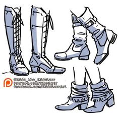 three different types of boots with straps on them