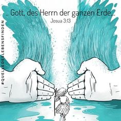 two hands holding each other over water with the words gott des herm der glazen - erde