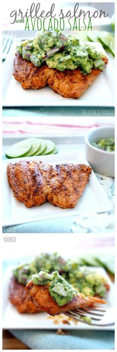 grilled salmon with avocado salsa on the side