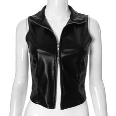 46722977300730|46722977333498|46722977366266 Solutions New York Women's Leather Zipper Sleeveless Vest, Biker Style Sleeveless Vest With Zipper Closure, Leather Vest With Button Closure, Sleeveless Leather Vest With Button Closure, Sleeveless Biker Leather Vest, Vest Style Women, Leather Vests, Vests Women, Halter Dress Summer