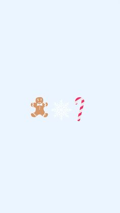 a gingerbread man and a candy cane on a blue background with snowflakes