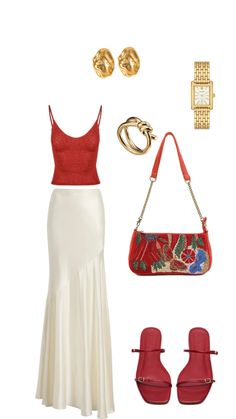 Boujee Outfits, Vacay Outfits, Uni Outfits, Stylish Summer Outfits, Outfit Collage, Red Outfit, Closet Fashion, Girls Fashion Clothes, Polyvore Outfits