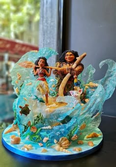 #moanacake Moana Birthday Cakes, Moana Cake Ideas, Maui Cake, Moana Cake Design, Happy Birthday Cake Girl, Moana Theme Cake, Moana Cakes, Tropical Birthday Cake, Alien Cake