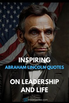 abraham lincoln quote with an american flag in the background