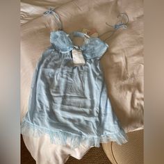 For Love & Lemons Baby Doll Dress Blue Brand New With Tags Sheer Coquette Bedtime Dresses, Blue Mini Sleep Dress, Sleeveless Blue Coquette Dress, Cute Blue Loungewear Dress, Flirty Sleeveless Blue Dress, Blue Sheer Sleep Dresses, Sheer Blue Sleep Dresses, Cute Blue Fitted Sleepwear, Blue Ruffled Sleepwear For Loungewear