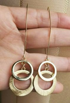 Style: Dangle earrings Material: lead and nickel free metal Length:   3" The Colony, Gold Finish, Favorite Jewelry, Dangle Earrings, Jewelry Earrings, Accessory Gift, Electronic Accessories, Purses And Bags, Music Clothes