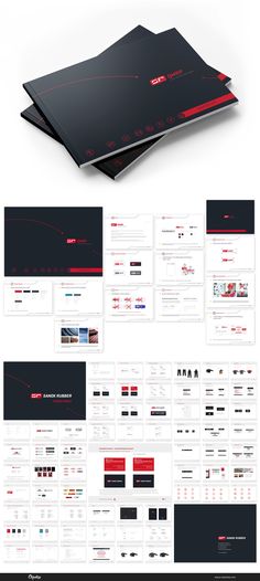 a bunch of different types of webpages with red and black lines on them