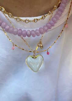 Gold Necklace Inspiration, Puffy Heart Necklace, Inexpensive Jewelry, Premium Jewelry, Buy Necklace, Dope Jewelry, Funky Jewelry, Stacked Jewelry, Puffy Heart