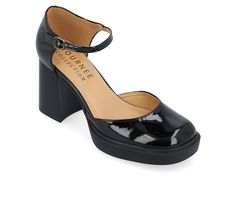 The Sophilynn heels by Journee Collection are made to pair perfectly with all your favorite vintage finds. With their 4 mm Tru Comfort Foam™ Insole, patent vegan leather, platform heel, and buckle closure, this style is as easy as it is trendy. You're sure to catch compliments with a bold mary jane like this on your feet. Patent Vegan Leather upper, Adjustable buckle closure,3 1/4\ stacked block heel / platform, Soft square toe, Tru Comfort Foam™ insole, Man-made outsole, Mary Jane Style | Women Fashion Shoes Heels, Black Platform Heels, Book Recs, Heels Online, Black Pumps Heels, Block Heel Shoes, Buckle Shoes, Comfortable Heels, Platform Heel