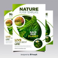 two green leaf flyer templates for nature flyers