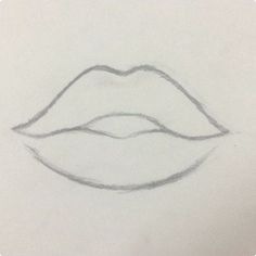 a pencil drawing of a mouth with the shape of a lip on it's side