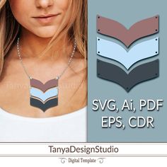 You can resize template as you wish in your cutting software without loosing detail.  WHAT YOU GET   An instant download consists of a zipped folder. (Please know how to properly unzip a folder prior to purchase).  ✔ 1 Ai file ✔ 1 SVG file ✔ 1 Eps file ✔ 1 CDR file ✔ 1 PDF file ✔ 1 Studio file Please make sure you can unzip files on your computer and your software and machine accepts these formats prior to purchase.  IMPORTANT INFORMATION PLEASE READ  ✔ You have unlimited personal use. ✔ You may Necklace Template, Copper Soldering, Cricut Jewelry, Cricut Earrings, Leather Creations, Cameo Crafts, Jewelry Template, Leather Necklaces, Leather Jewelry Diy