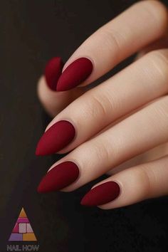 Matte Nails Different Colors, Acrylic Nail Designs One Color, Mate Red Nails Design, Matte Colored Nails, Nail Designs Red Color, Nails Acrylic Color Ideas, Mate Red Nails, Matt Red Nails Design, Mat Red Nails