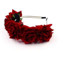 Rose Ladies Girls Garland Flower Crown Wreath Tiara Headband Hair Band for Wedding, Bridesmaid Party, Festival 1. Red rose flowers headband tiara hairband hair band headband for wedding bride bridesmaid party etc^;2. A total of 5 pieces of roses with leaves: that look very real like. Perfect for wedding, theme party, photo props, prom, festival, stage performance, etc.^;3. Each flower diameter: approx. 7cm. Band material: plastic, resin. Rubber band diameter fits most head size^;4. Lightweight a Roses With Leaves, Flower Garland Hair, Rose Flower Headband, Festival Stage, Bridal Hair Wreath, Headpiece Accessories, Wedding Hairband, Wedding Hair Wreath, Crown For Women