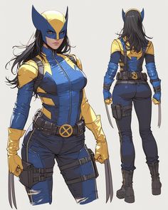 an image of a female wolverine costume that is in the process of being modeled by someone else