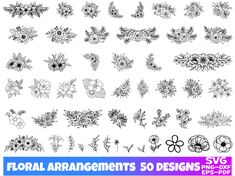 floral arrangements 50 designs for eps - dxf and png formats, each with