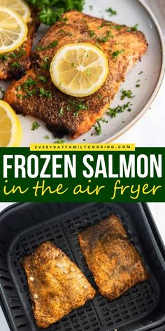 A flaky and flavorful way to make frozen salmon in the air fryer. It's so easy and perfect for last minute weeknight dinners! Salmon In Air Fryer Time, Frozen Salmon In Air Fryer, Air Fryer Salmon Recipes, Airfryer Salmon, Frozen Salmon Recipe, Salmon In The Air Fryer, Cook Frozen Salmon, Salmon In Air Fryer, Air Fryer Recipes Salmon