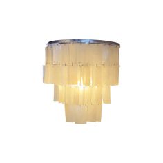 a chandelier made out of plastic tubes and lightshades on a white background