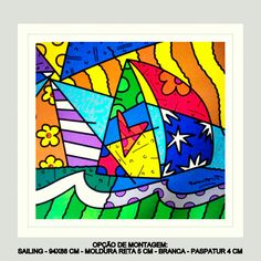 an abstract painting with many colors and shapes