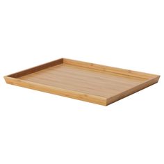 an empty wooden tray on a white background