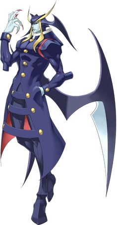 an anime character dressed in blue and red