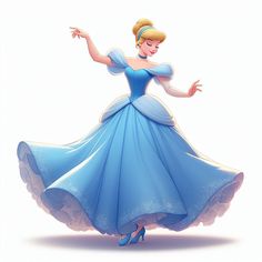 a woman in a blue dress is dancing