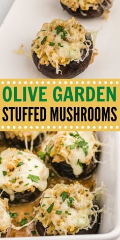 an image of stuffed mushrooms with cheese and herbs