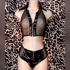 Nwot Washed And Ready To Ship! Faux Leather S-M Goth Lingerie, Fishnet Top, Black Silver, Faux Leather, Lingerie, Outfit Inspo, Plus Fashion, Fashion Trends, Silver