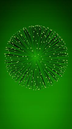 a green background with white dots on the center and an abstract design in the middle