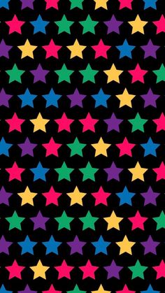 multicolored stars on black background