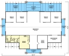 the floor plan for an office building with two separate rooms and one living room on each side