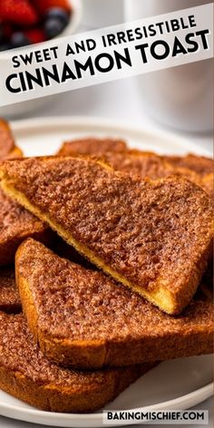 sweet and irresistiblely cinnamon toast on a white plate