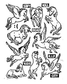 an old black and white drawing of different animals