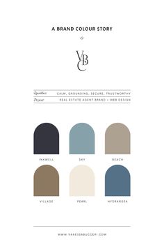 the brand color story with different shades and colors in each section, including blue, white,