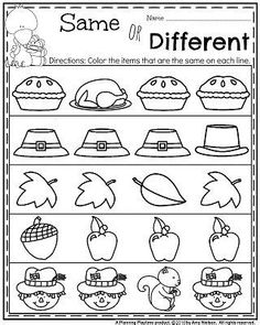 a worksheet for the same number of different hats and other things to color