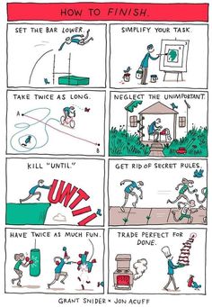 a comic strip about how to finish