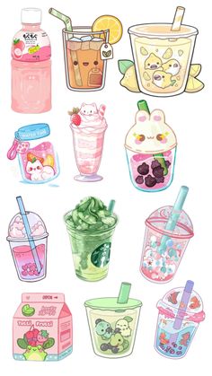 an image of some drinks and ice creams