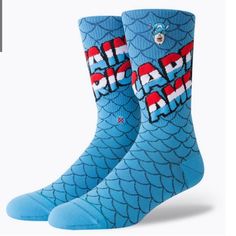 Crew Length Medium Cushion Captain America Comic, Marvel Artwork, Stance Socks, Boys Socks, Blue Socks, Marvel Captain America, Athletic Socks, Kids Socks, Cool Socks